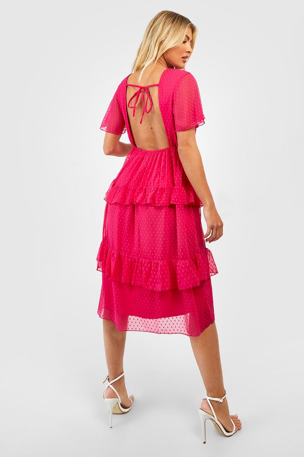 Dobby Chiffon Cut Out Midi Dress boohoo